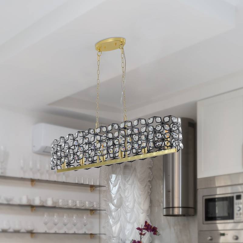 Glamorous Gold Oval Crystal Chandelier