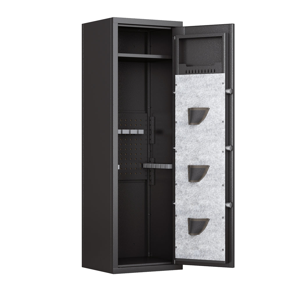 SecureSafe: Heavy-Duty Biometric Gun Cabinet with Pistol Pouches