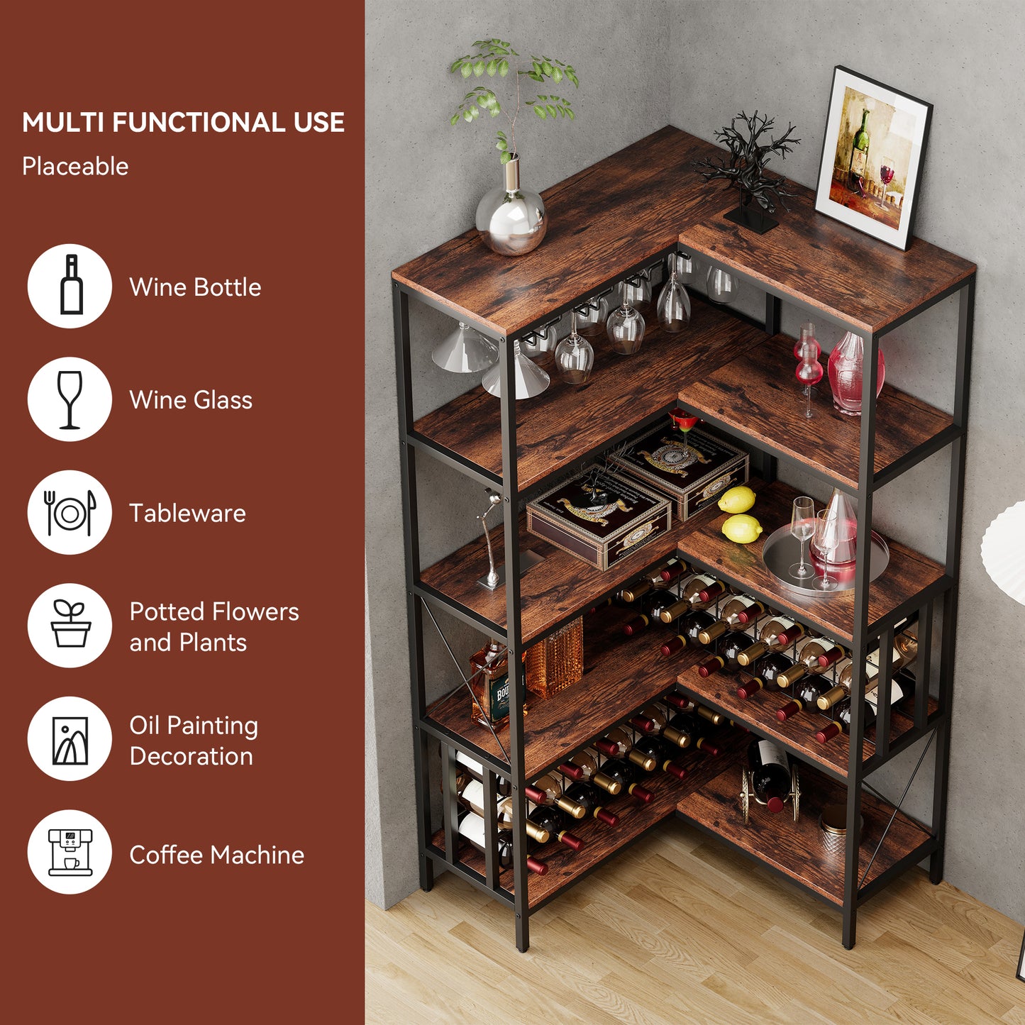 Chic Corner Wine Bar Cabinet