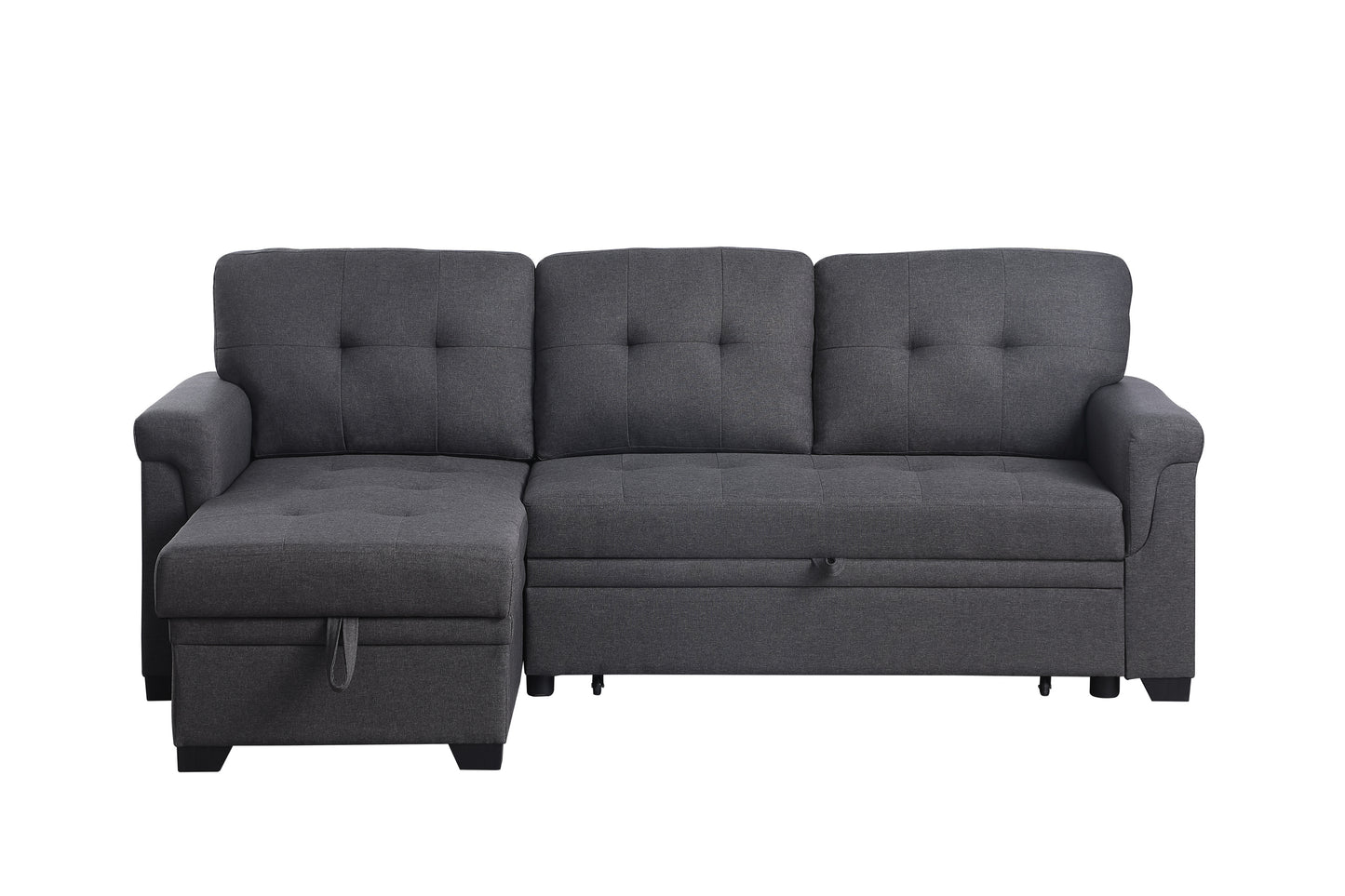 Cozy Gray Reversible Sleeper Sofa with Storage Chaise