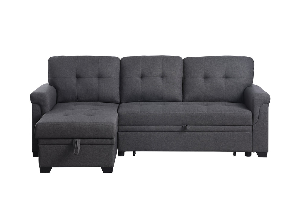 Cozy Gray Reversible Sleeper Sofa with Storage Chaise