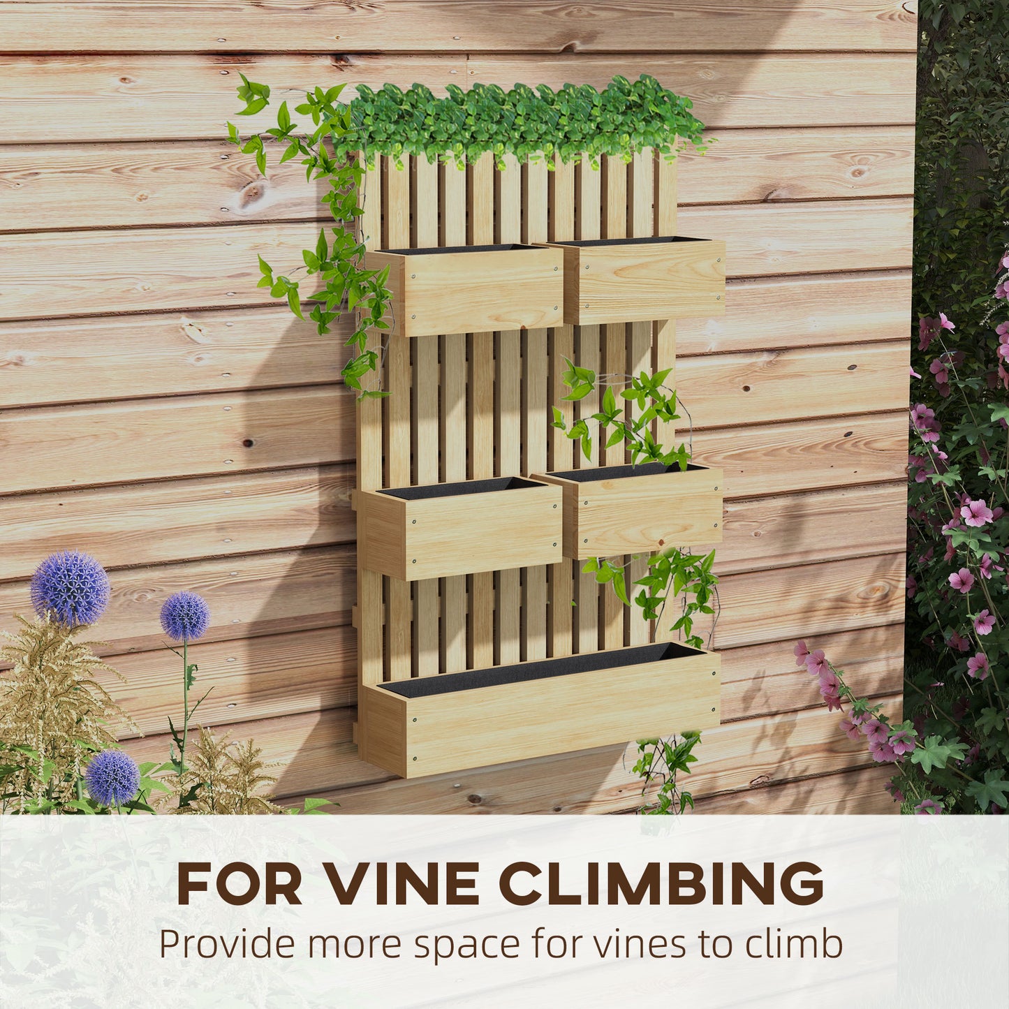 Vertical Garden Delight: Raised Planter with Trellis for Climbing Plants