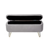 Chic Grey Faux Fur Storage Ottoman Bench