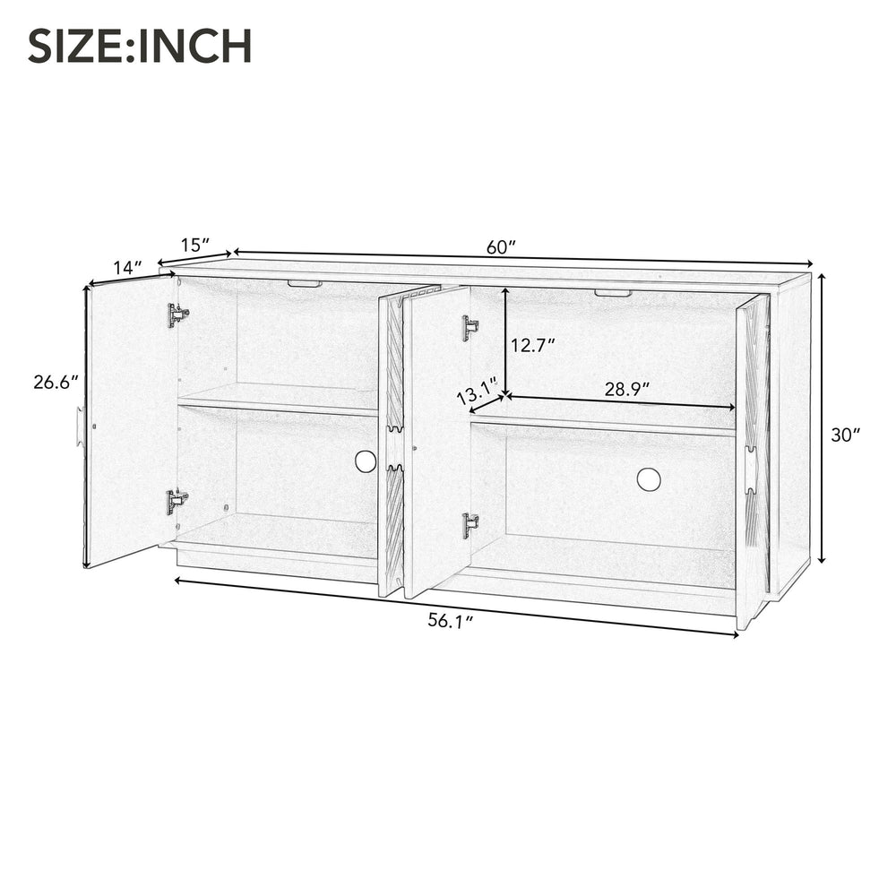 Sleek Storage Sideboard with Wooden Handles