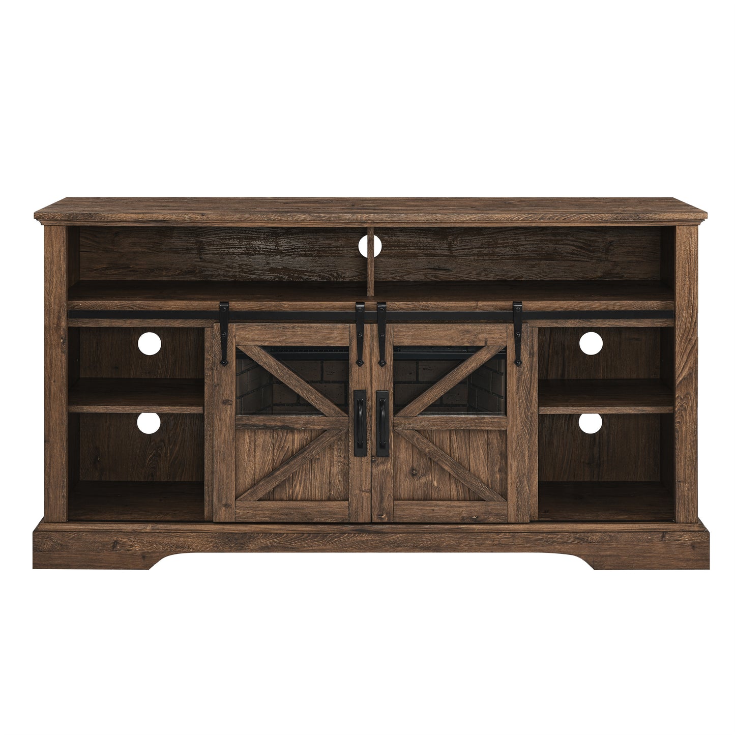 Cozy Barnwood Electric Fireplace Entertainment Center