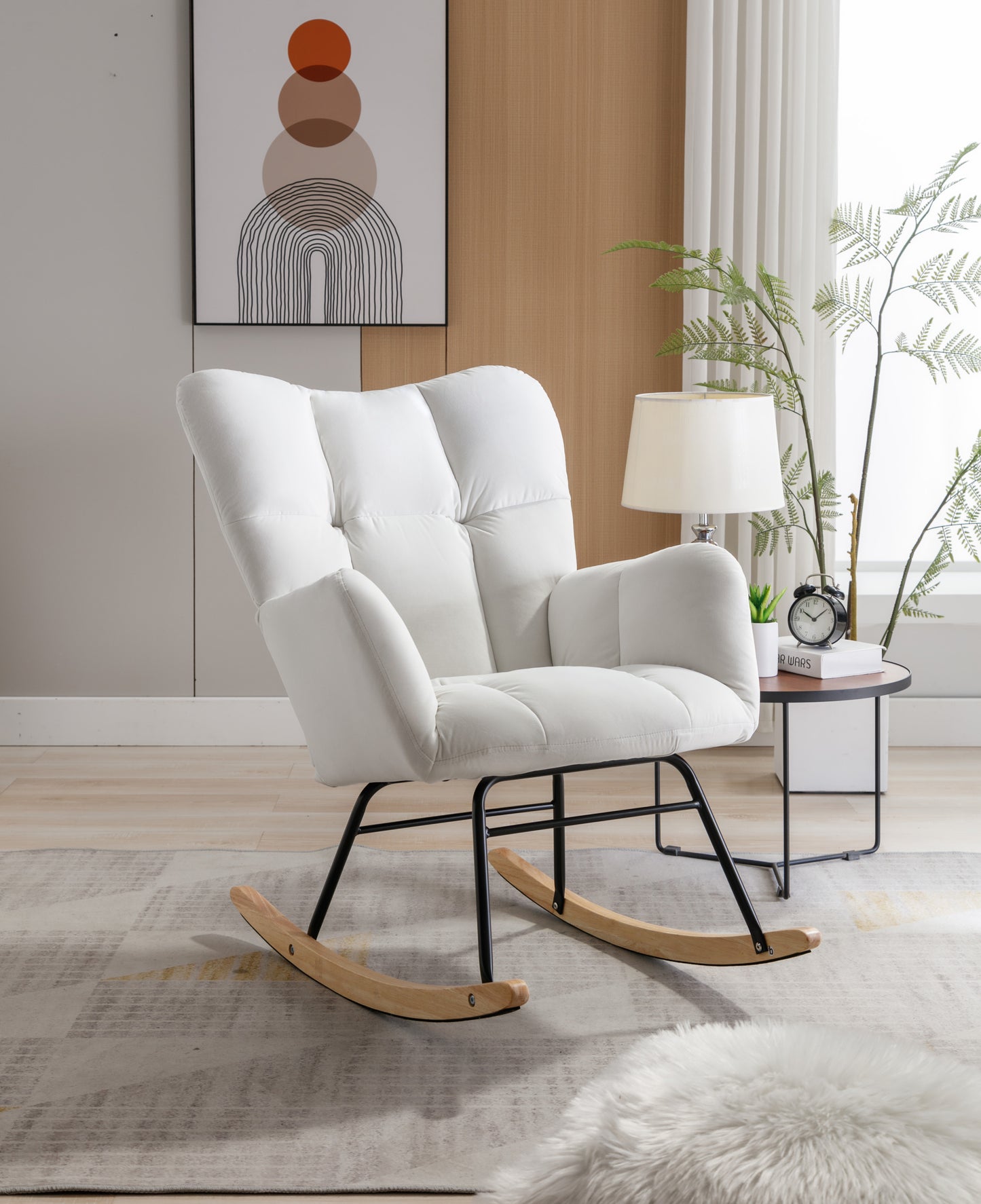 Velvet Mid-Century Rocking Chair - Cozy & Chic for Your Space