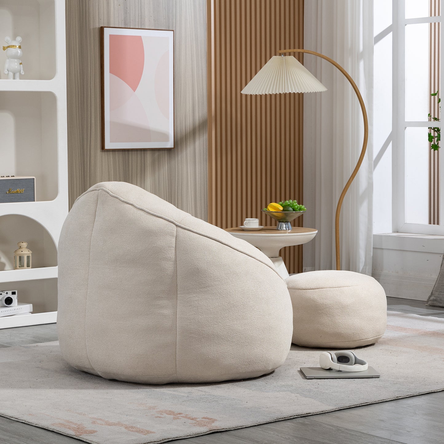 Cozy Foam Bean Bag Sofa with Footrest