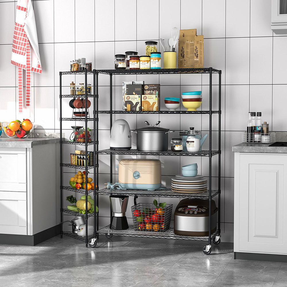 Heavy-Duty Adjustable Metal Storage Rack with Wheels