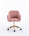 Chic Pink Teddy Swivel Chair with Gold Legs