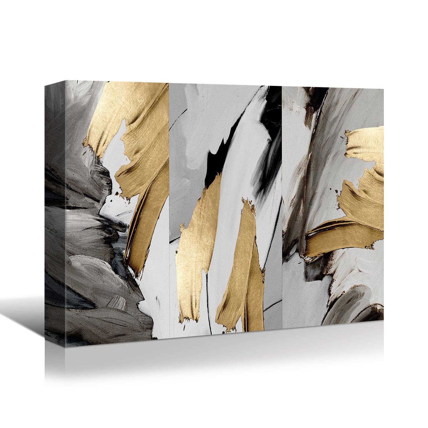 Chic Abstract Canvas Art - Gold & Silver Elegance for Any Room