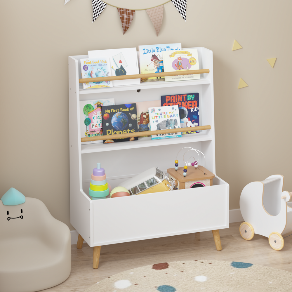 Brightly Kids Bookshelf & Toy Organizer