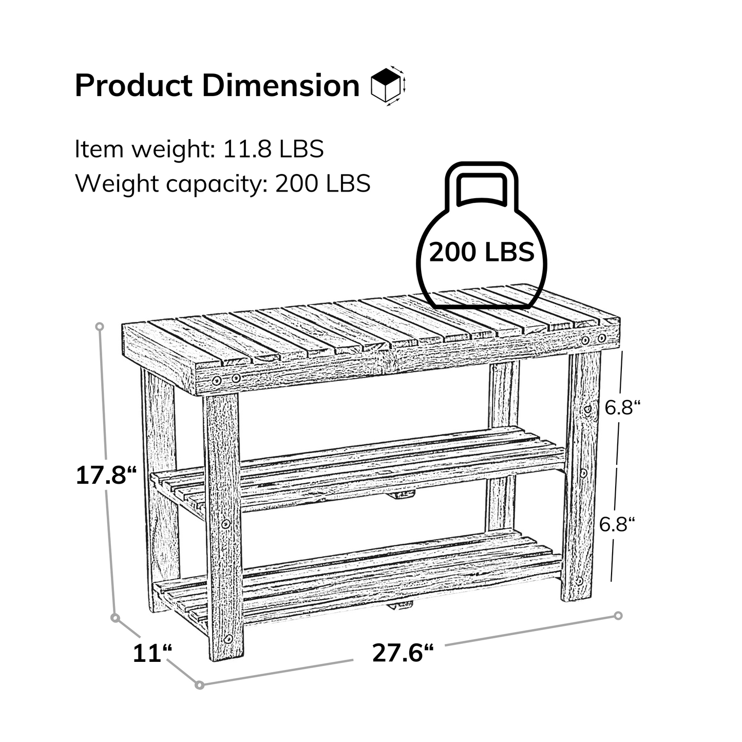 Natural Acacia Wood Shoe Bench - Stylish Storage for Any Entryway!