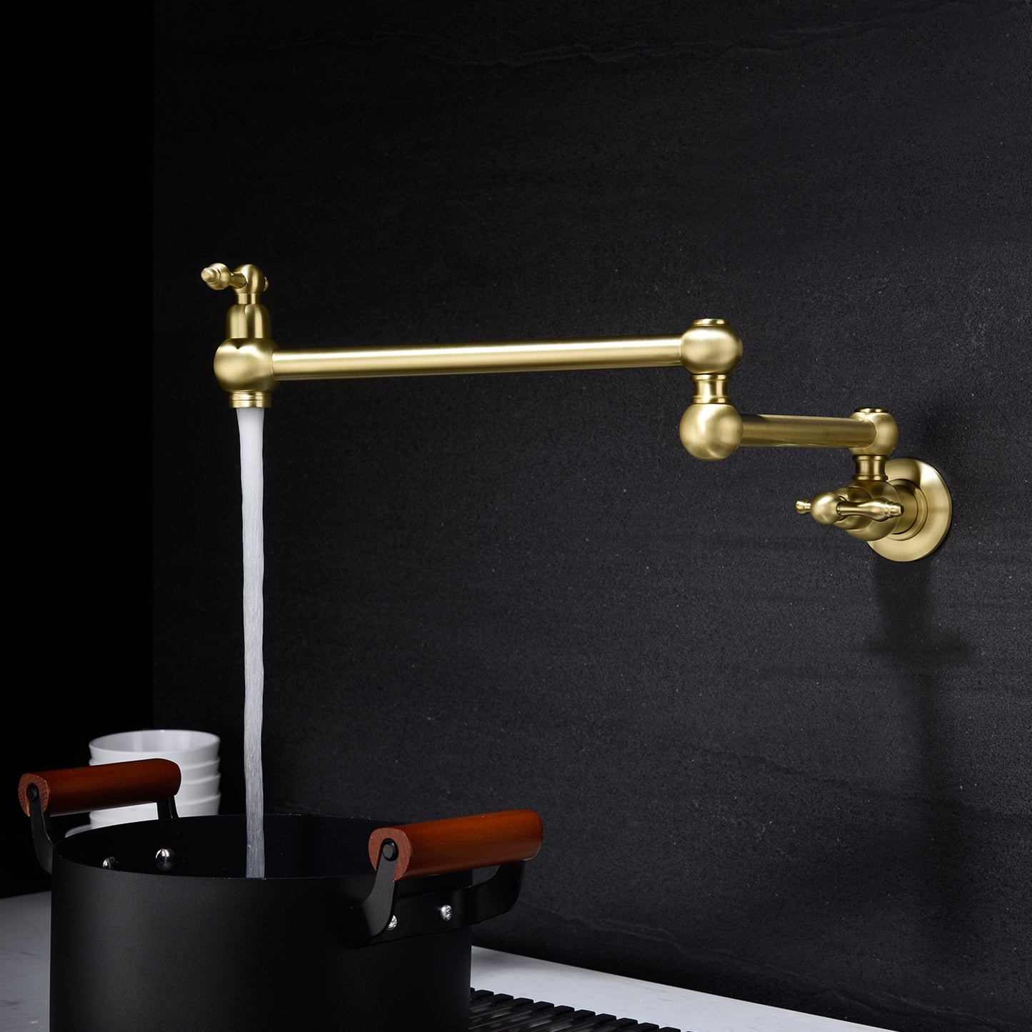 Wall-Mounted Pot Filler Faucet