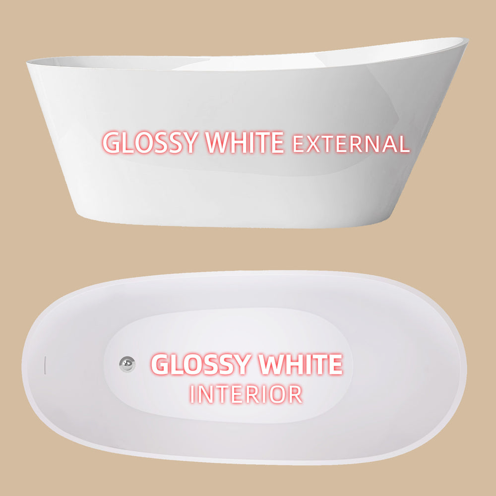 Luxury Oval Freestanding Soaking Tub - Elegant Glossy White Design