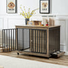 Chic Pet Crate & Side Table with Wheels & Bowls