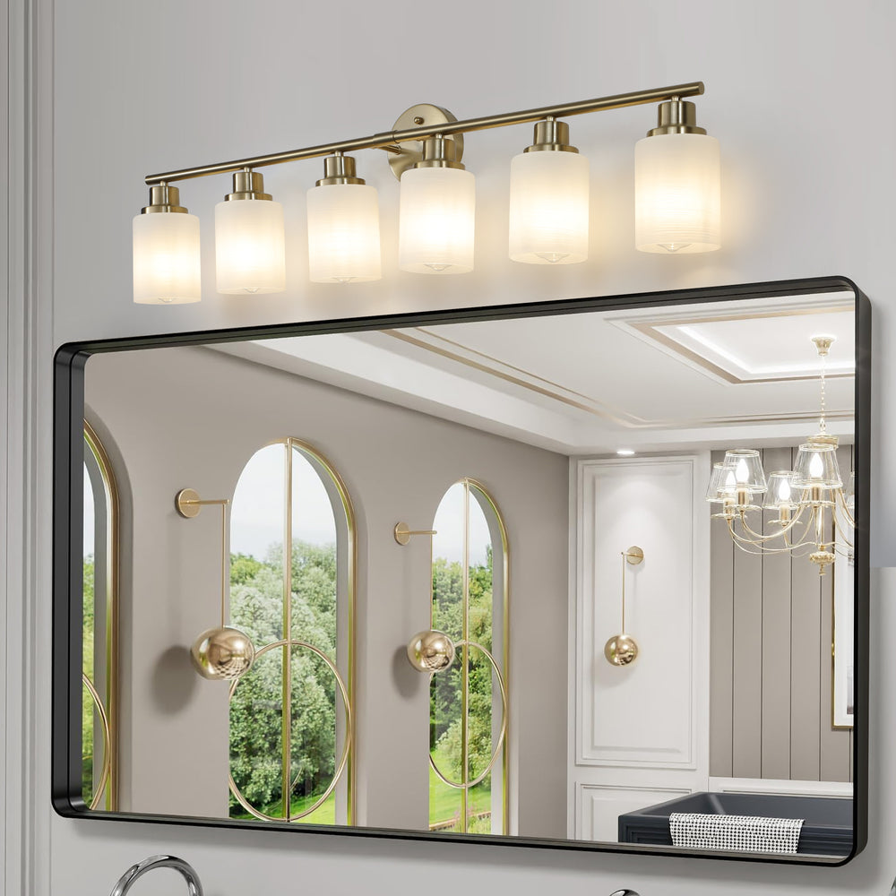 Golden Glow Vanity Light with Frosted Shades