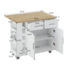 Versatile Kitchen Island Cart with Cabinets & Wine Rack - White