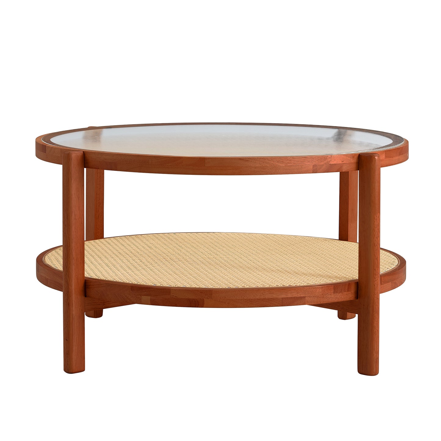 Chic Double-Layer Wood & Glass Coffee Table