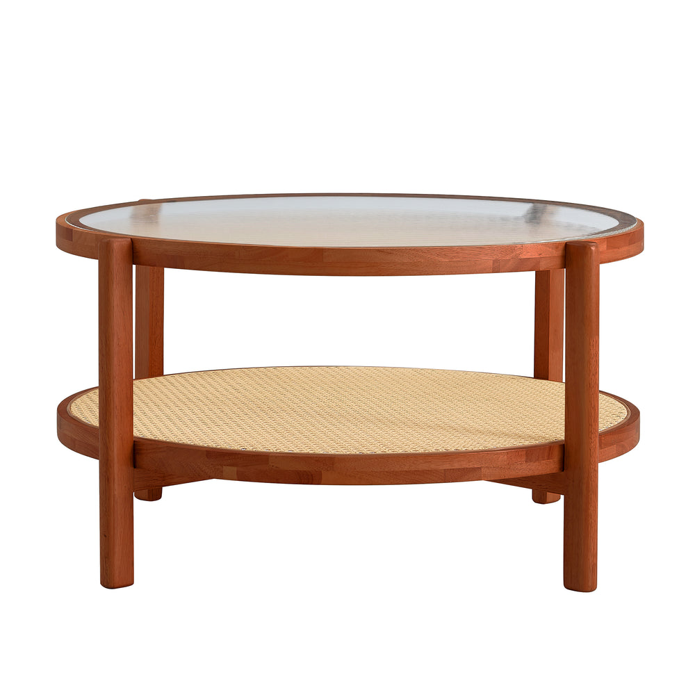 Chic Double-Layer Wood & Glass Coffee Table