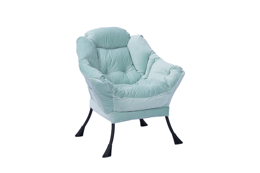 Chic Green Lounge Chair with Ottoman & Side Pocket