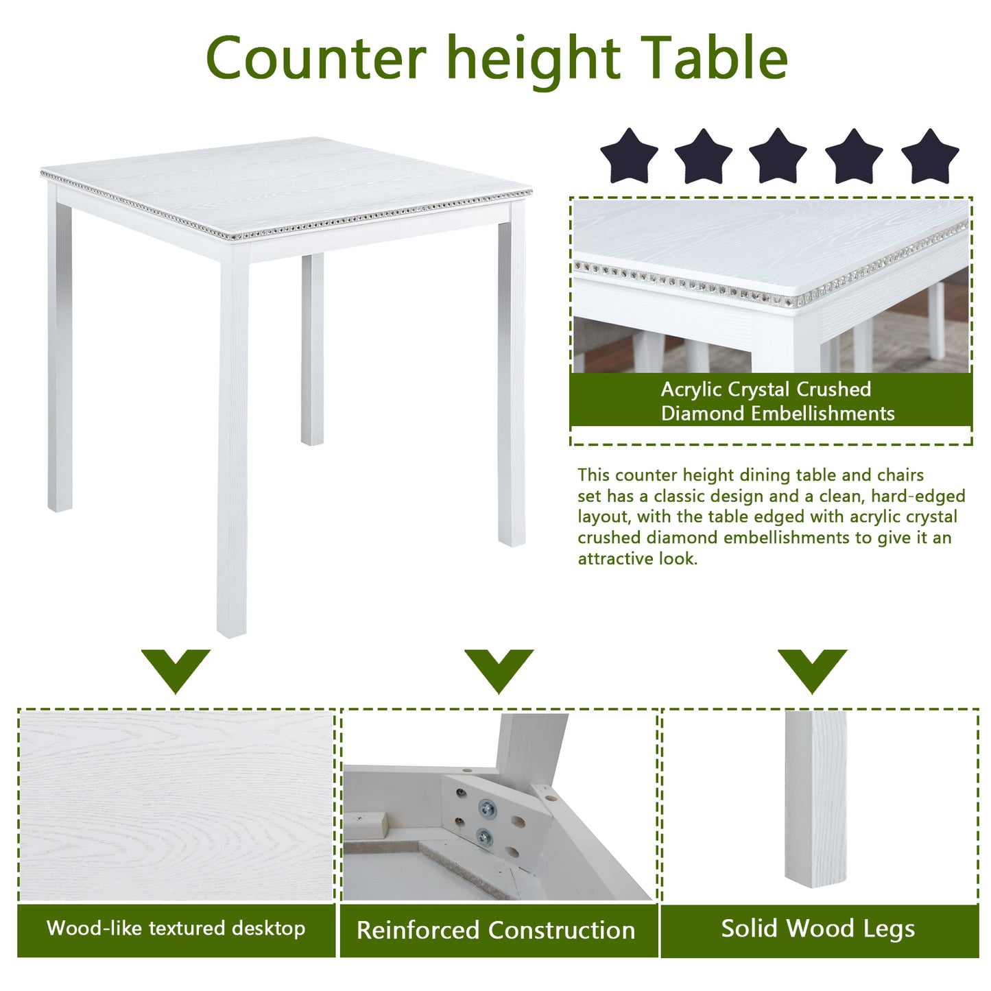 Chic White Counter Height Dining Set