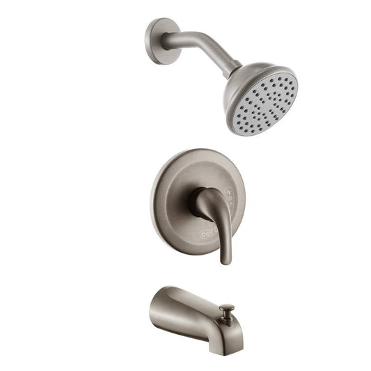 Sleek Brushed Nickel Shower & Tub Combo