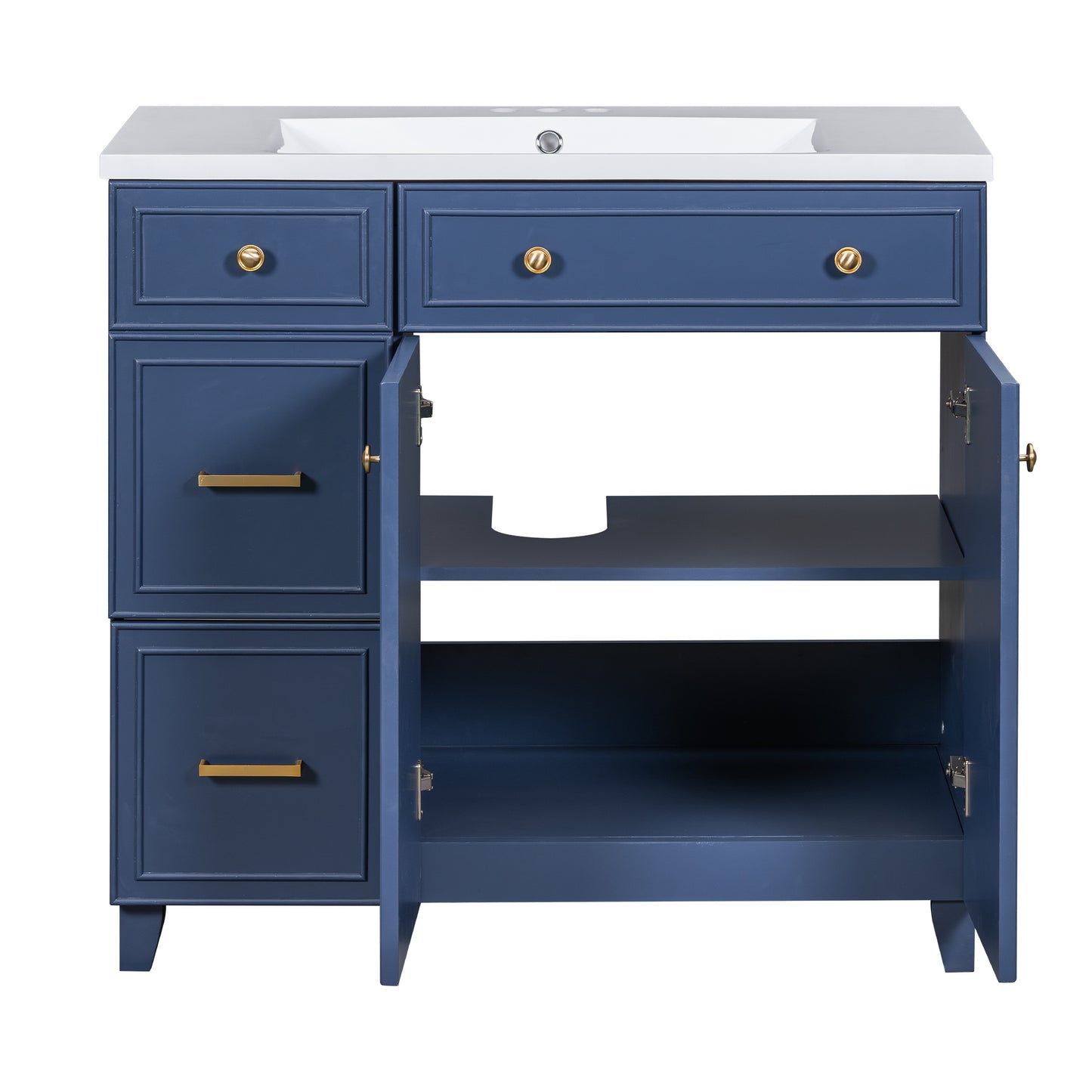 Navy Elegance Bathroom Vanity with Soft-Close Doors and Resin Sink