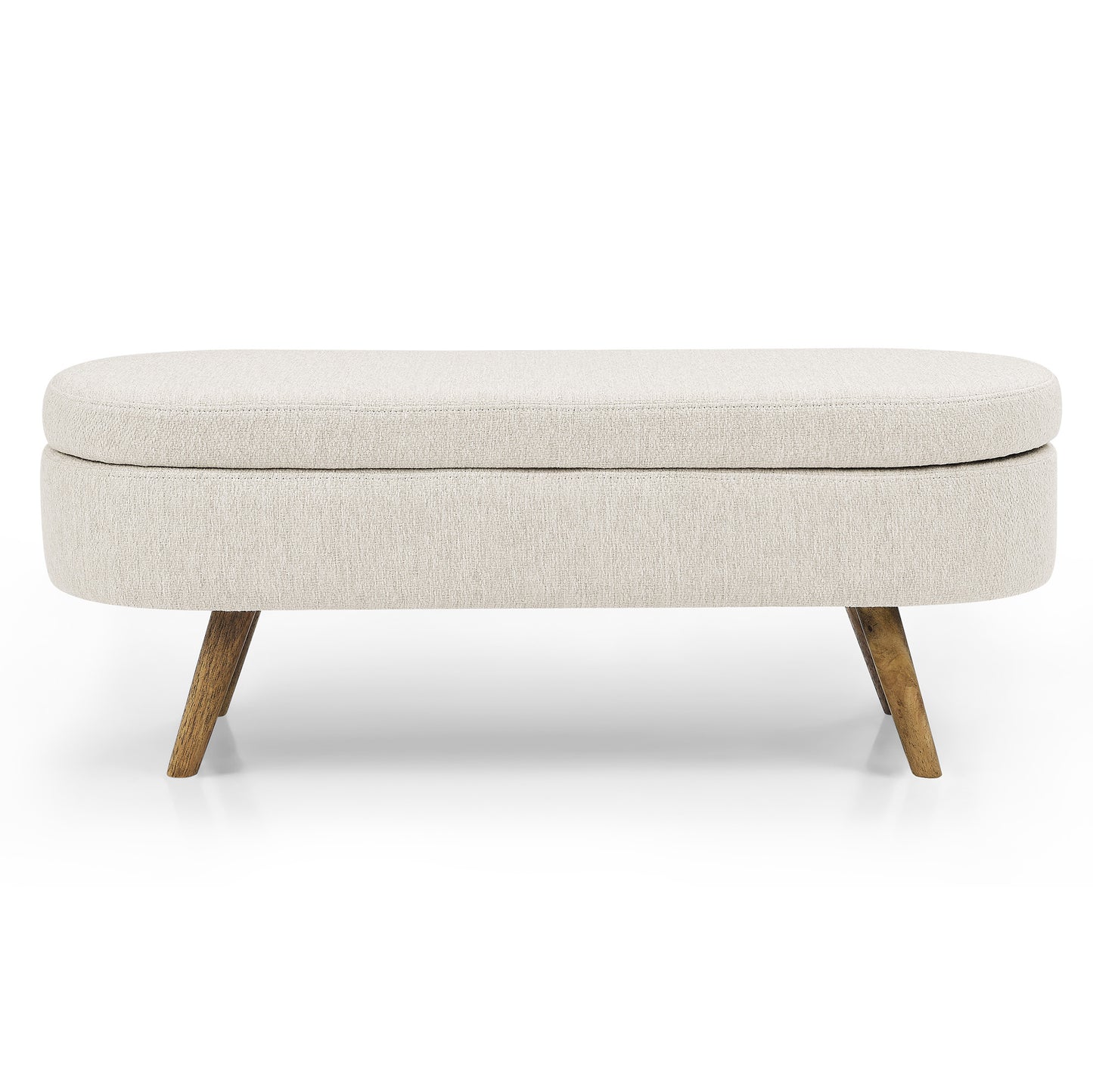 Cozy Beige Oval Storage Ottoman