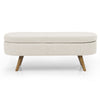 Cozy Beige Oval Storage Ottoman