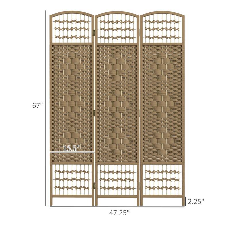Natural Three-Panel Folding Room Divider