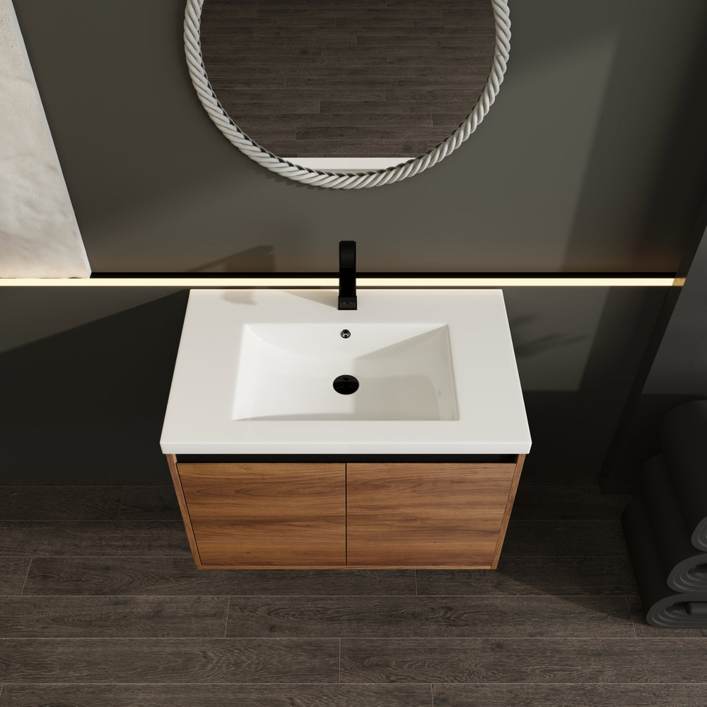 Chic Brown Bathroom Vanity Set with Resin Sink