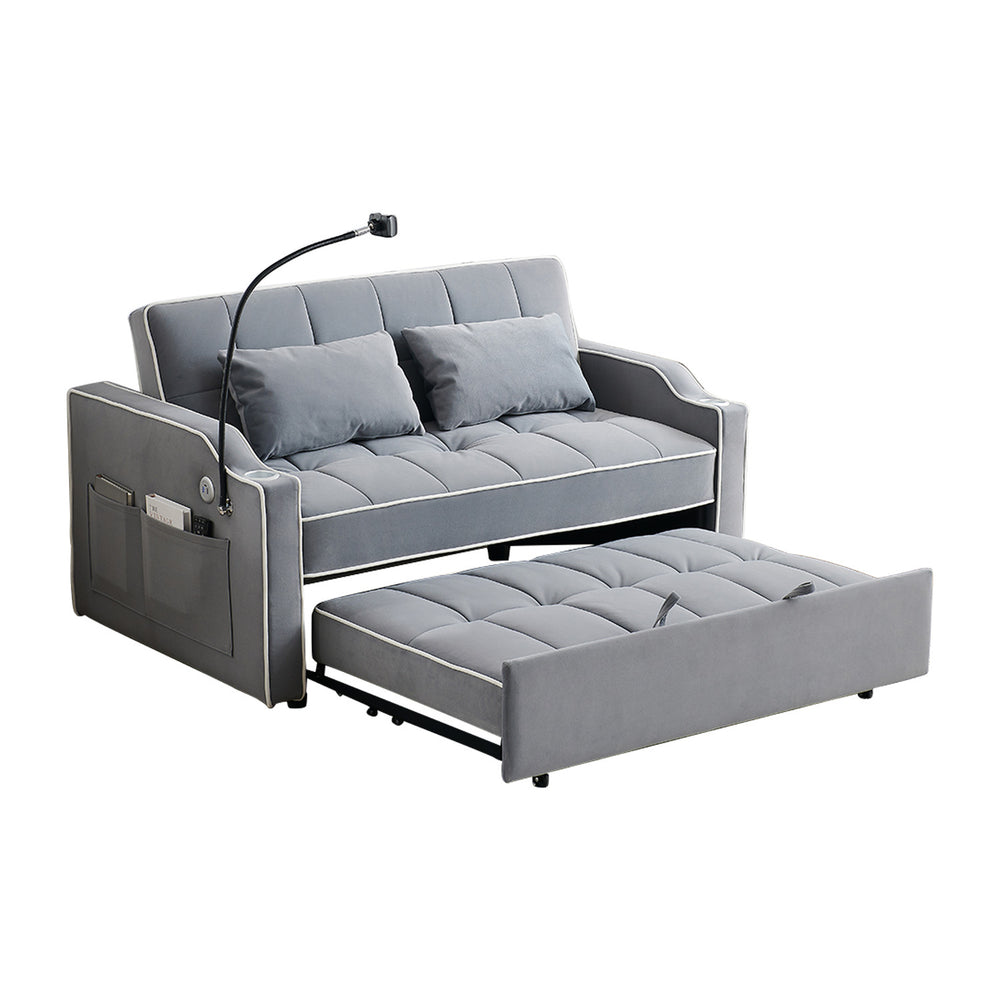 Versatile Velvet Sofa Bed with USB Charging & Adjustable Backrest