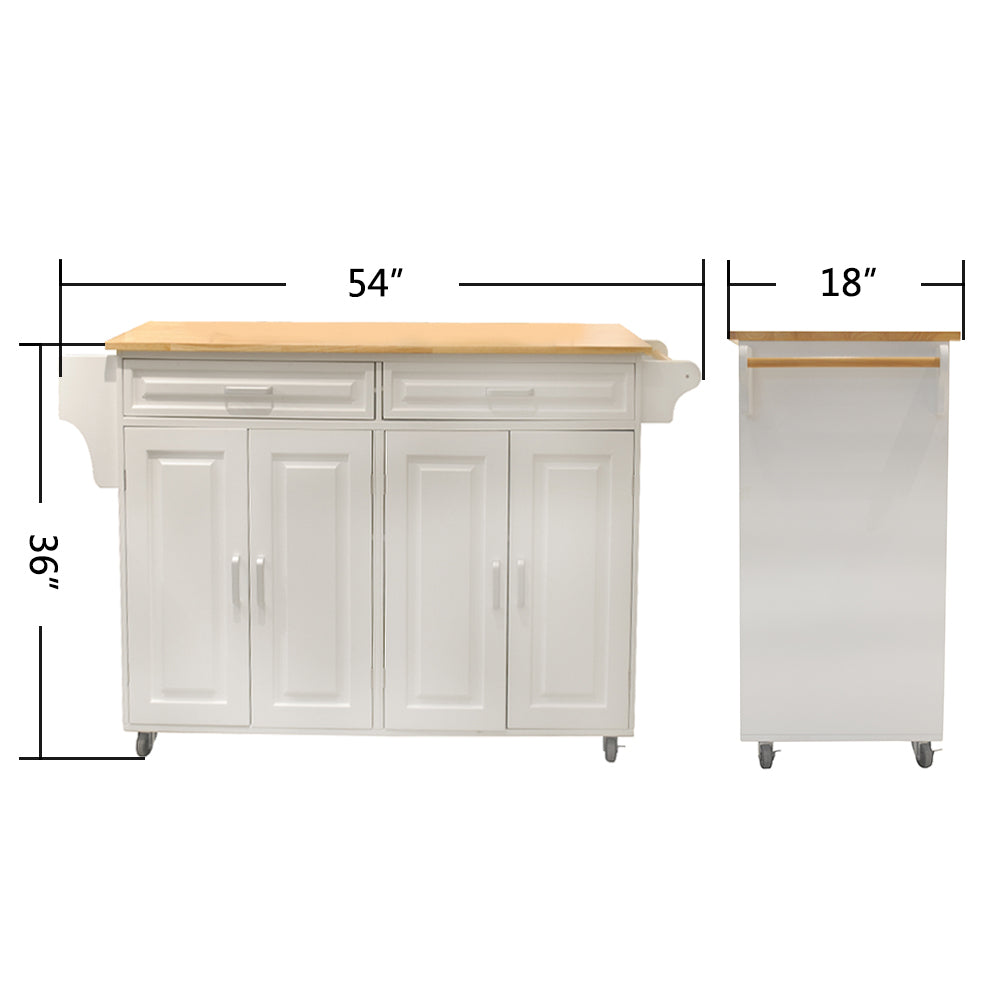 Elegant Mobile Kitchen Island with Adjustable Shelves