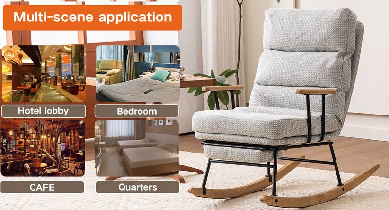 Cozy Glide Velvet Rocking Chair with Footrest & Adjustable Back