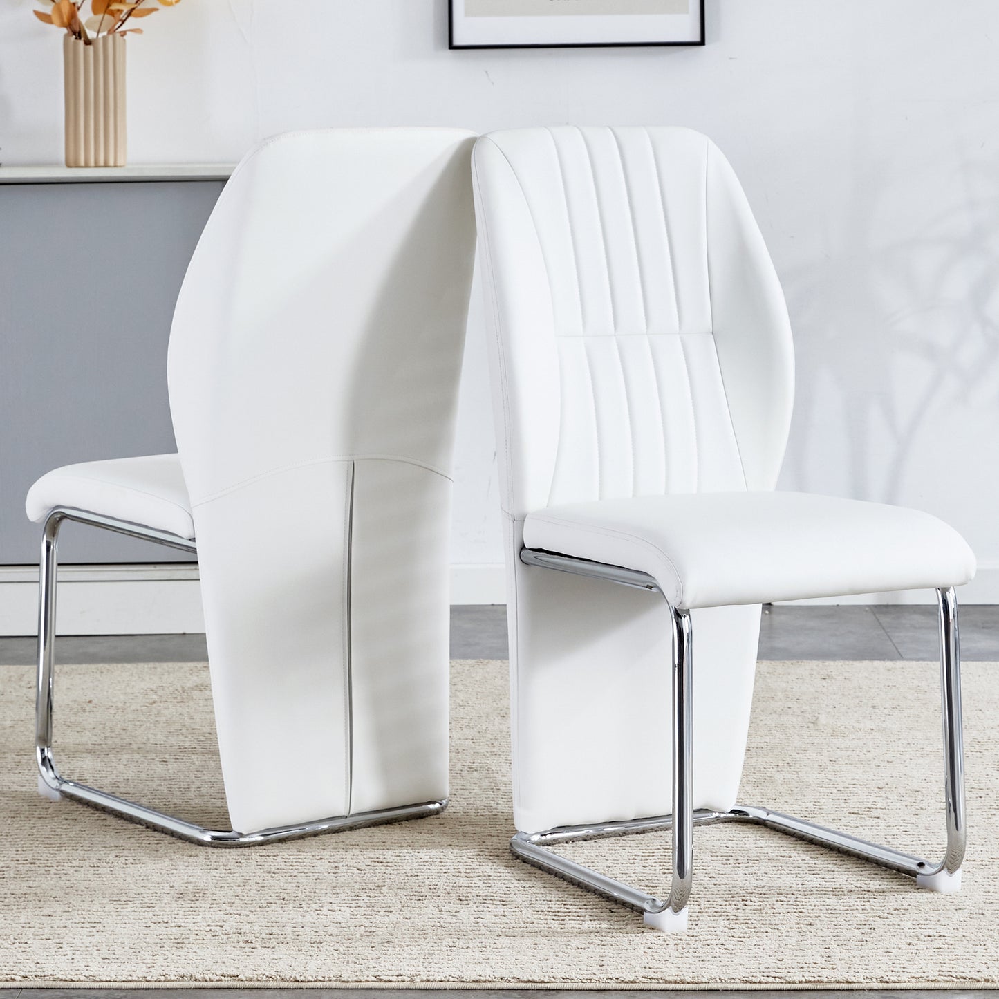 Chic White Dining Chair Set