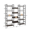 Retro Industrial Triple Shelf Bookshelf in Dark Grey