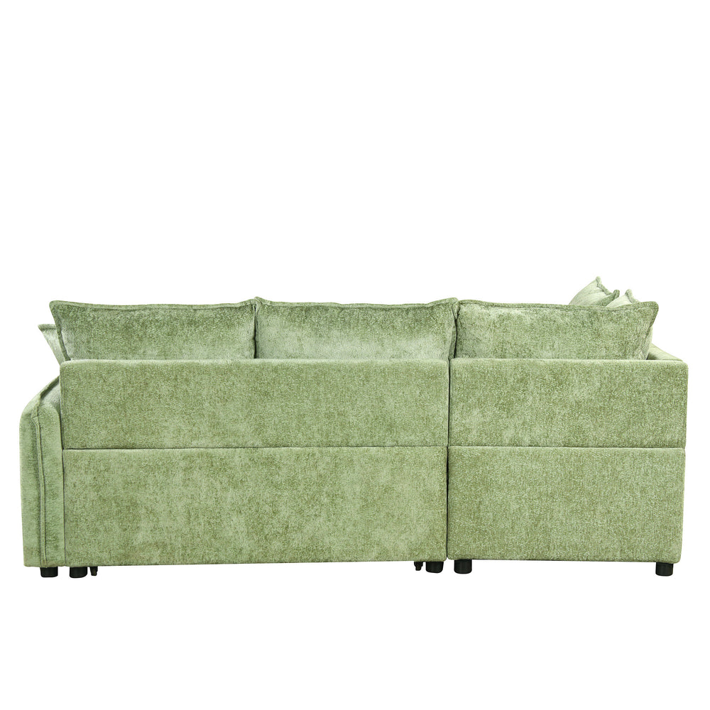 Cozy Green Convertible Sofa Bed with Storage & USB Charging