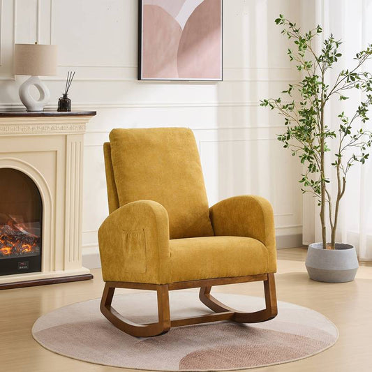 Cozy Mustard Rocking Glider Chair