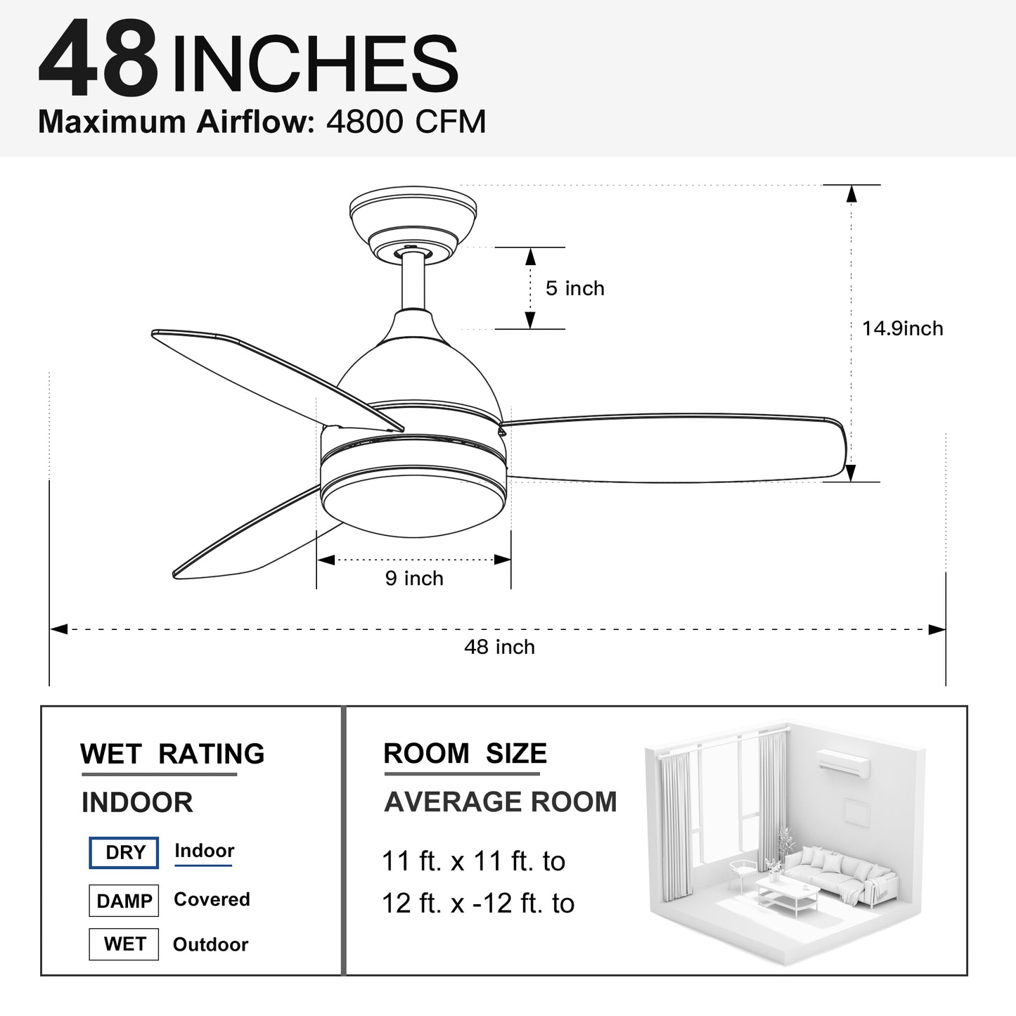 Sleek LED Ceiling Fan with Remote Control