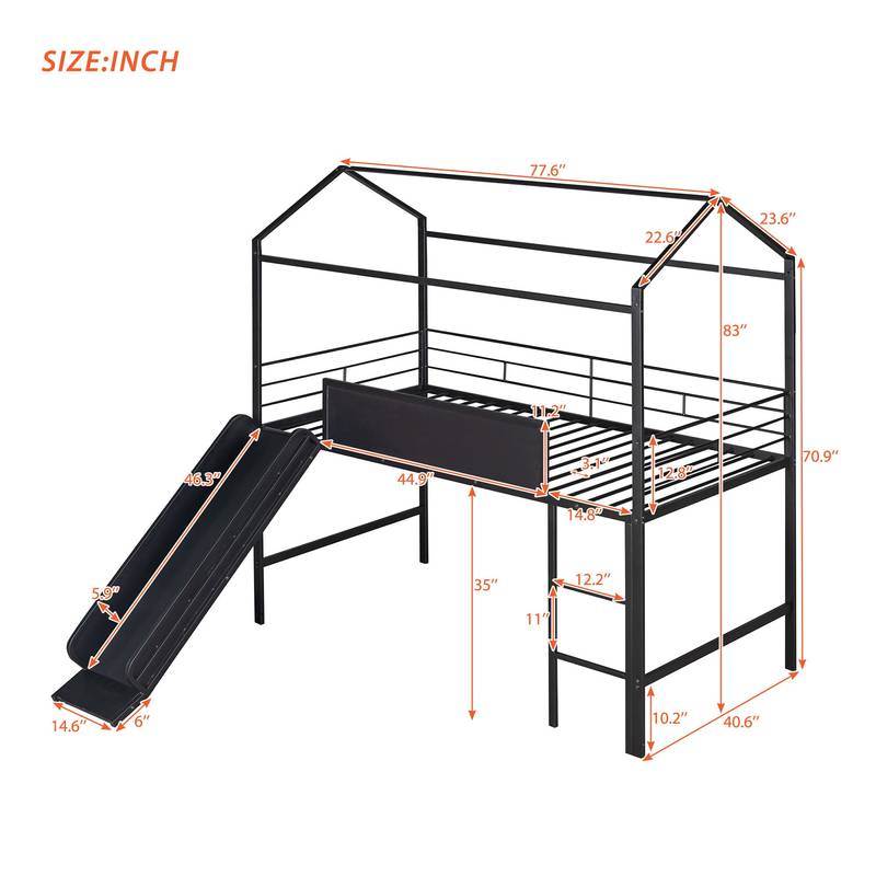 Slide & Write Metal Loft Bed