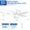 Sleek LED Ceiling Fan with White Blades