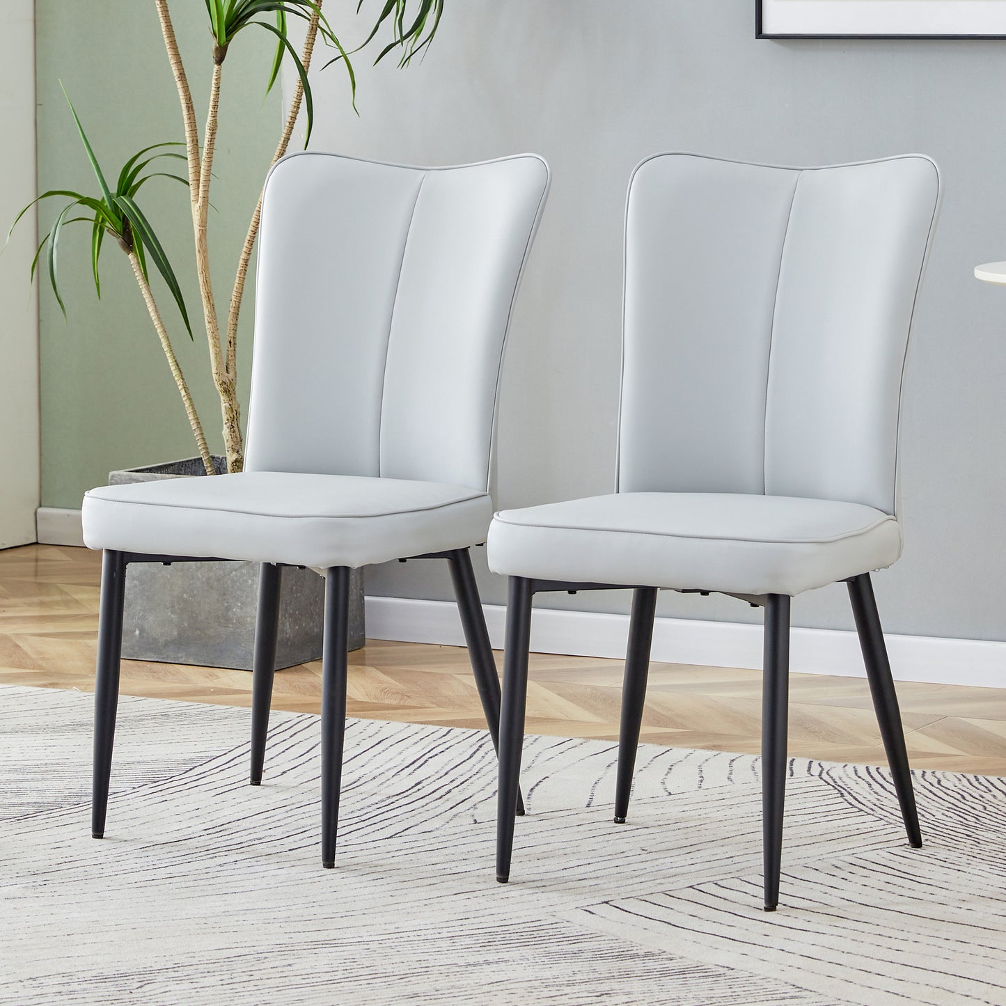 Chic Gray PU Chairs - Sleek 2-Piece Set for Any Space