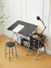 Sleek Drawing Desk with Stool