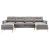 Cozy L-Shaped Sectional Sofa with Movable Ottoman - Light Grey