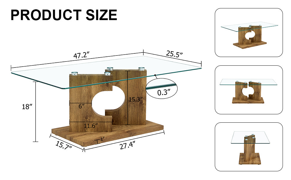 Chic Glass & Wood Coffee Table