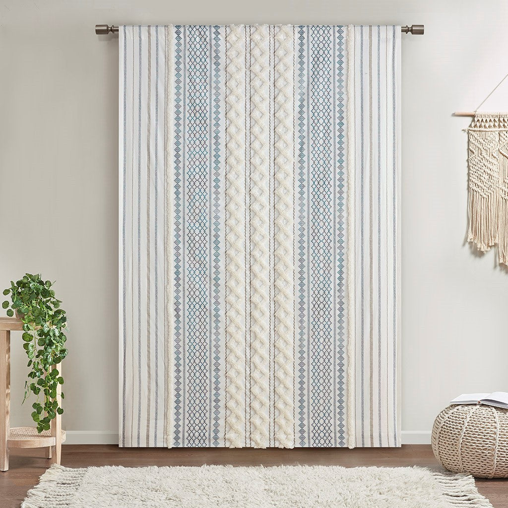 Chic Chenille Stripe Cotton Curtain Panel