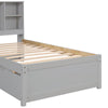 Cozy Grey Twin Bed with USB Charging & Storage Headboard