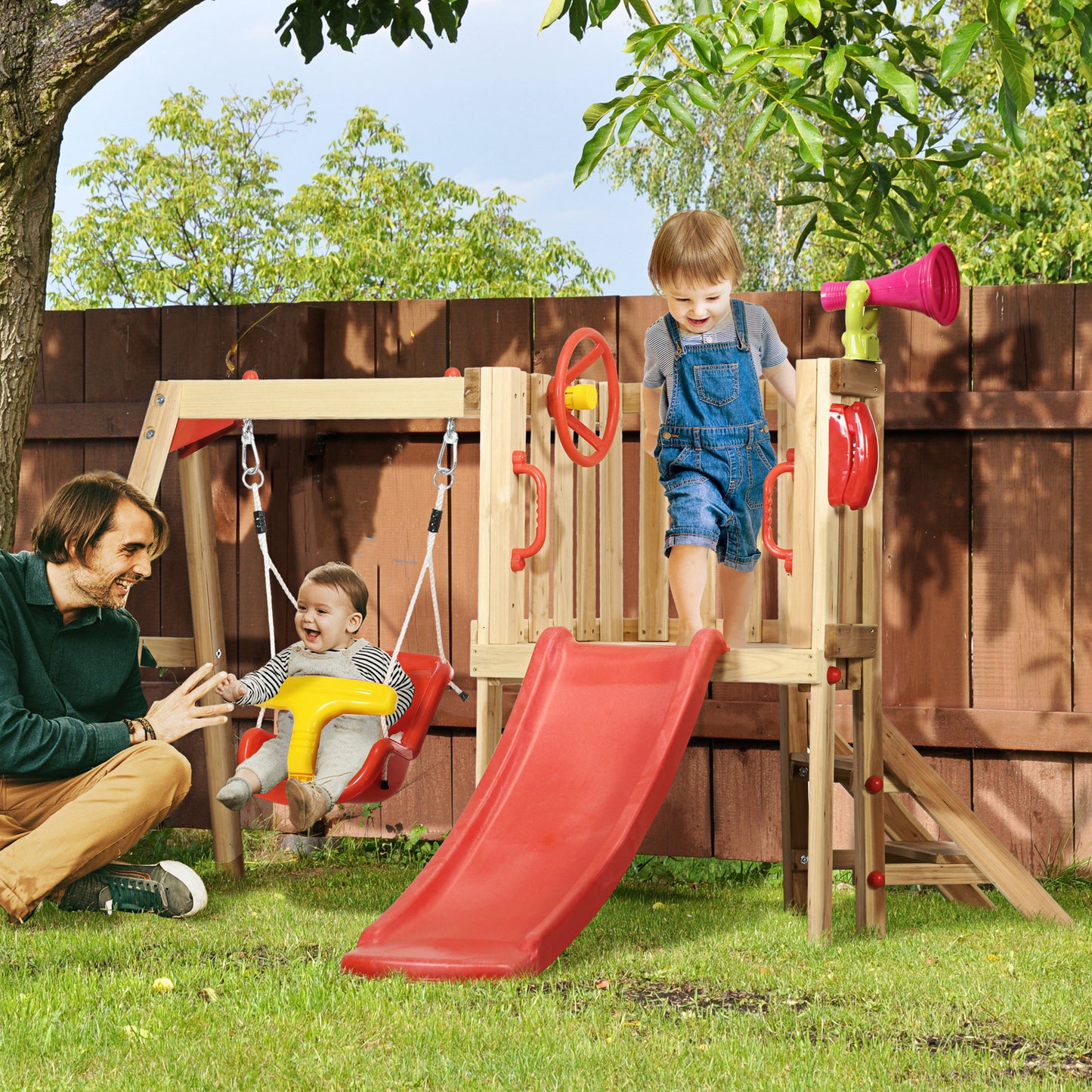 Adventure Zone: All-in-One Wooden Swing Set for Kids