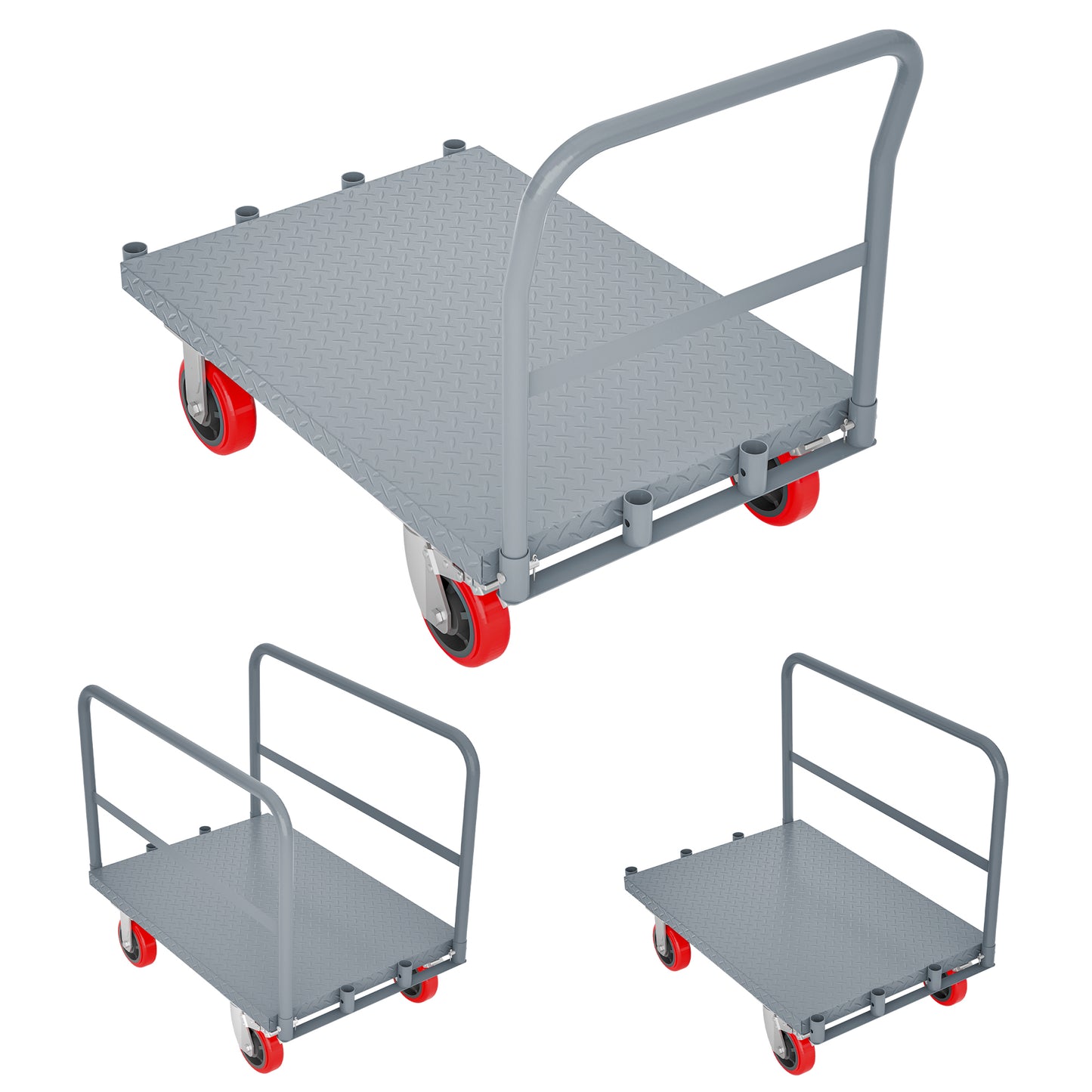 Heavy-Duty Steel Panel Cart with Handrails