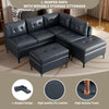 Cozy Blue L-Shaped Corner Sofa with Storage Ottomans